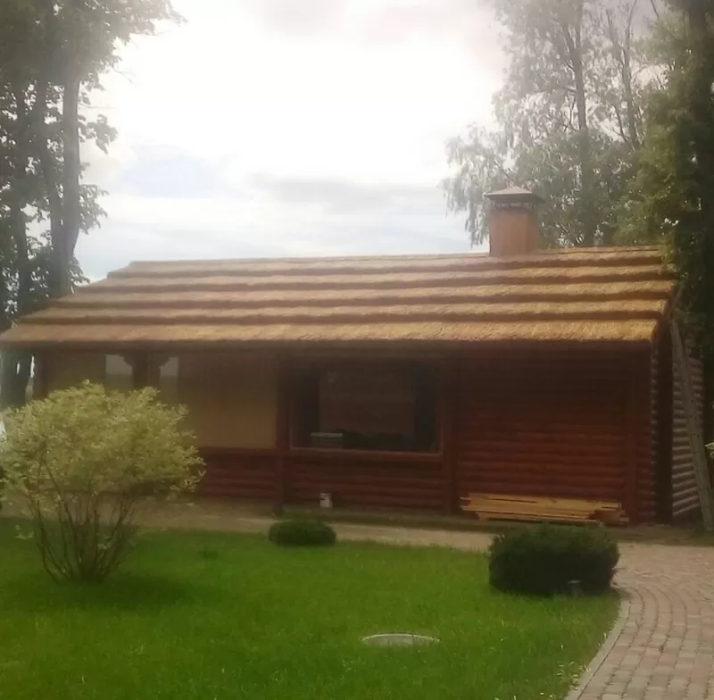 Очеретянна покрівля ,  колодязь з дерева,  качеля  3